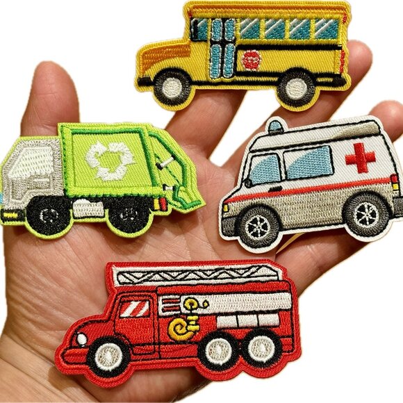 Set of 9 Vehicle Iron on Patch Police Car Patch Ambulance Patch Fire Truck Patch - Picture 2 of 4